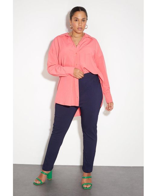 Dorothy Perkins Pink Curve Navy Bengaline Trousers