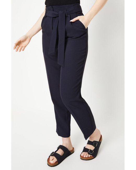Dorothy Perkins Blue Paperbag Belted Tailored Trouser