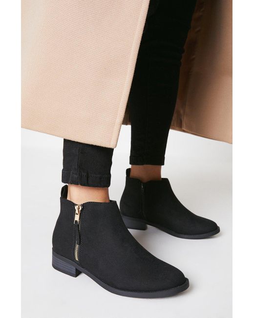 Dorothy Perkins Black Madrid Zip Up Ankle Boots