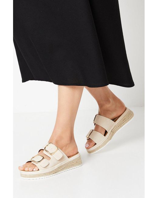 Dorothy Perkins Black Good For The Sole: Mikaela Comfort Low Espadrille Wedge Buckle Strap Sliders