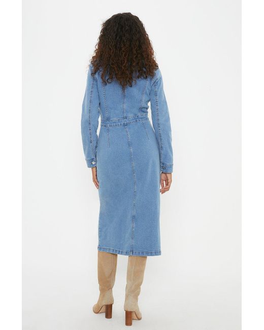Dorothy Perkins Blue Denim Long Sleeve Shirt Dress
