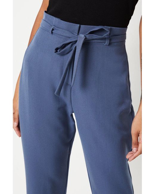 Dorothy Perkins Blue Belted Waist Tapered Trouser