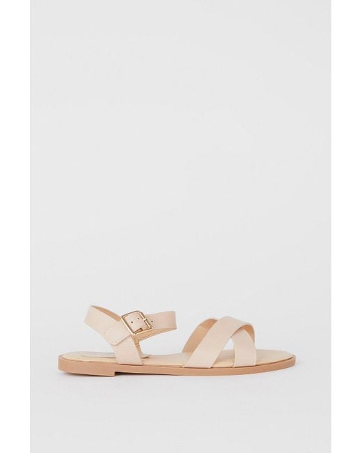 Dorothy Perkins Pink Wide Fit Florence Cross Strap Flat Sandals