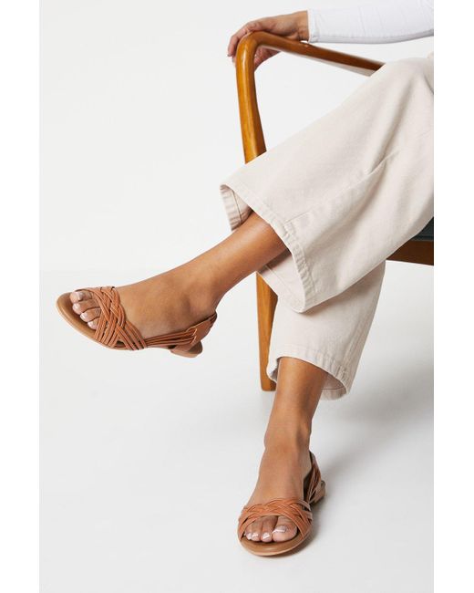 Dorothy Perkins Natural Leather Jocelyn Plaited Flat Sandals