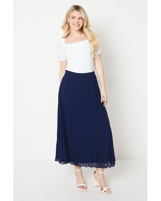 Dorothy Perkins Blue Chiffon Pleated Skirt