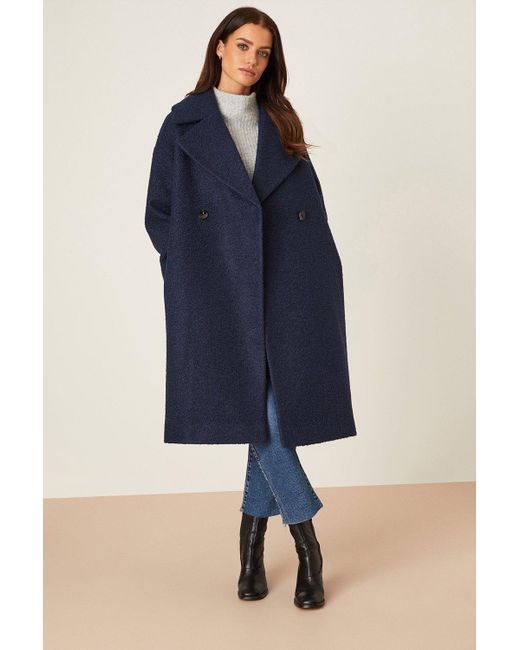 Dorothy Perkins Blue Petite Oversized Boucle Coat