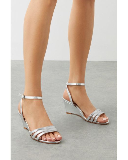 Dorothy Perkins White Good For The Sole: Wide Fit Angelina Wedge Heel Sandals