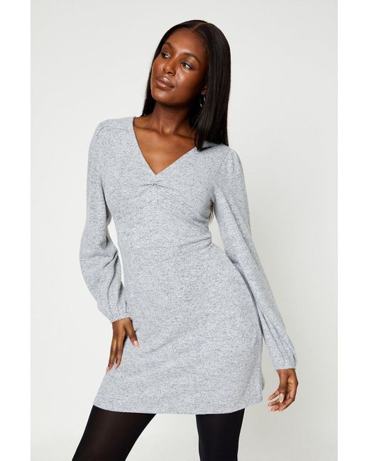 Dorothy Perkins Brushed Ruched Front Mini Dress Lyst UK