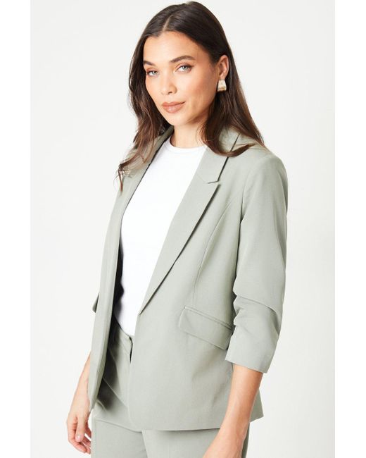 Dorothy Perkins Multicolor Petite Ruched Sleeve Blazer