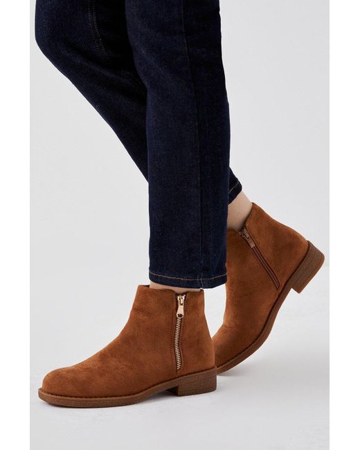 Dorothy Perkins Blue Maxine Crepe Sole Zip Ankle Boots