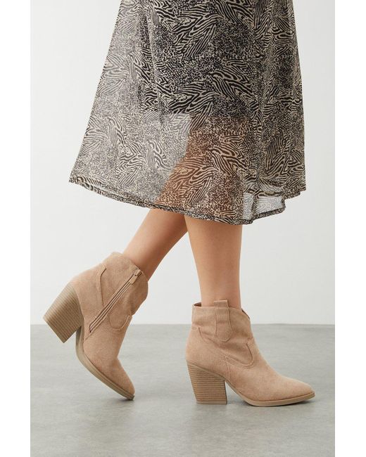 Dorothy Perkins Natural Ash Low Ankle Western Boots