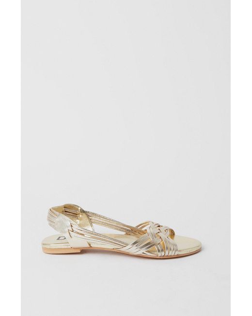 Dorothy Perkins White Leather Jocelyn Plaited Flat Sandals