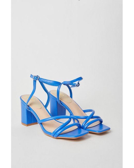 Dorothy Perkins Blue Salou Spaghetti Strap High Block Heeled Sandals