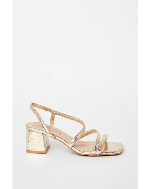 Dorothy Perkins Pink Salt Asymmetric Strappy Slingback Medium Block Heeled Sandals
