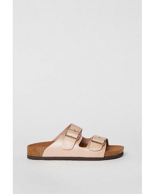 Dorothy Perkins Natural Good For The Sole: Wide Fit Asha Two Part Buckle Sliders