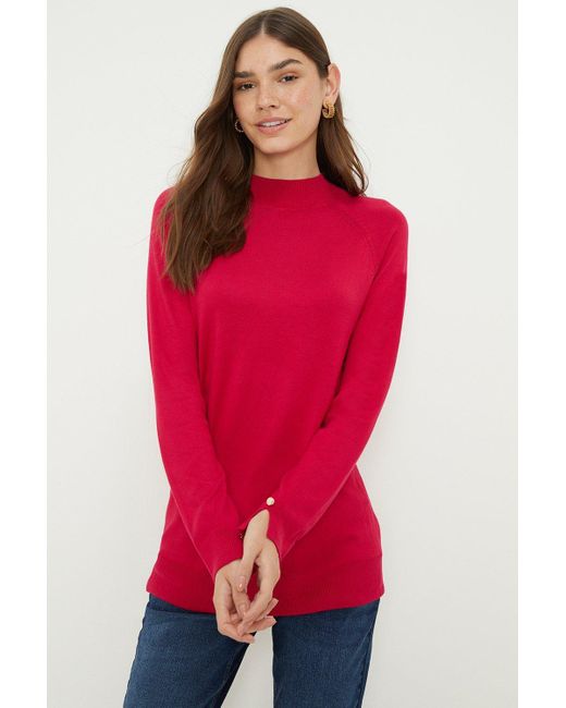 Dorothy Perkins Red Funnel Neck Tunic Jumper