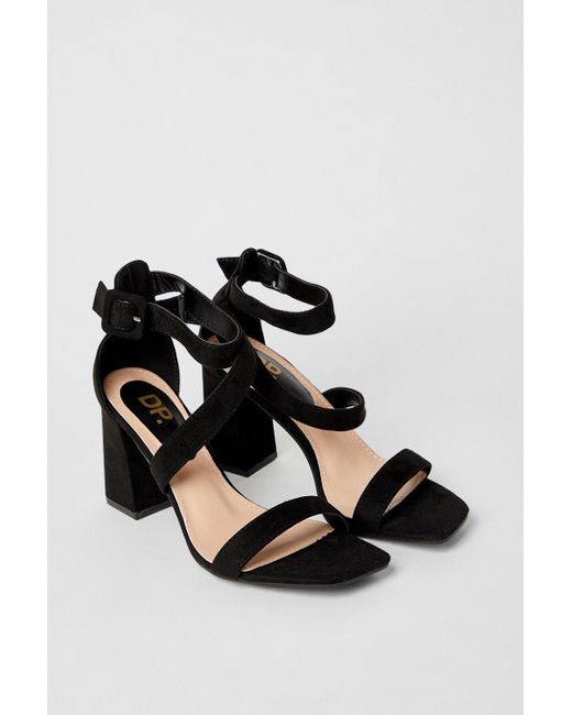 Dorothy Perkins Black Shae Asymmetric High Block Heeled Sandals