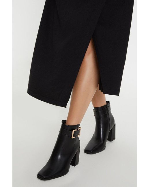 Dorothy Perkins Black Alto Buckle Detail Zip Up Ankle Boots