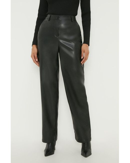Dorothy Perkins Blue Faux Leather Straight Leg Trouser