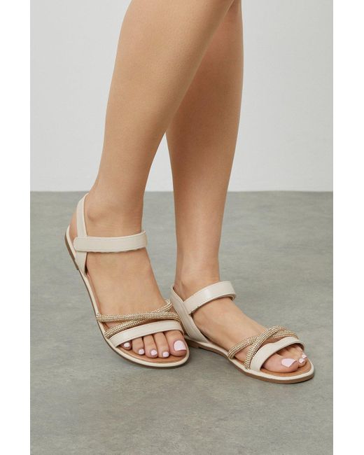 Dorothy Perkins Natural Good For The Sole: Wide Fit Moni Flat Sandals