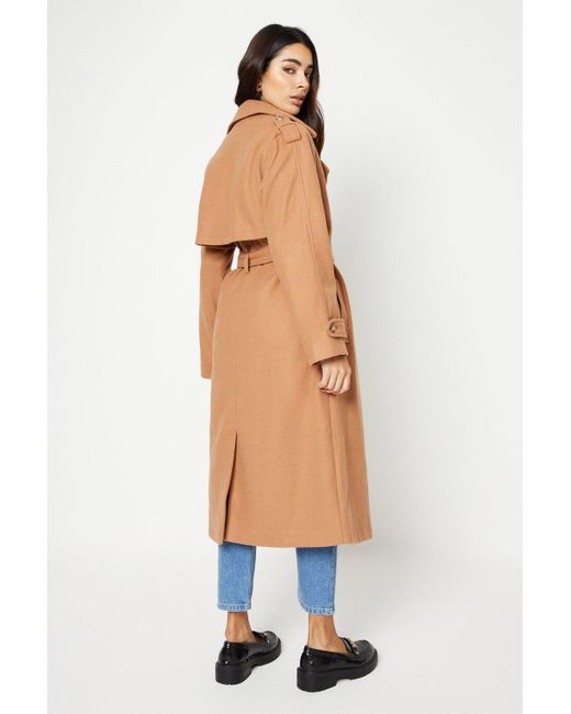 Dorothy Perkins Blue Belted Wool Look Trench Coat