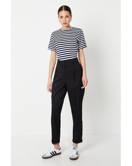 Dorothy Perkins Blue Double Button Turn Up Trousers