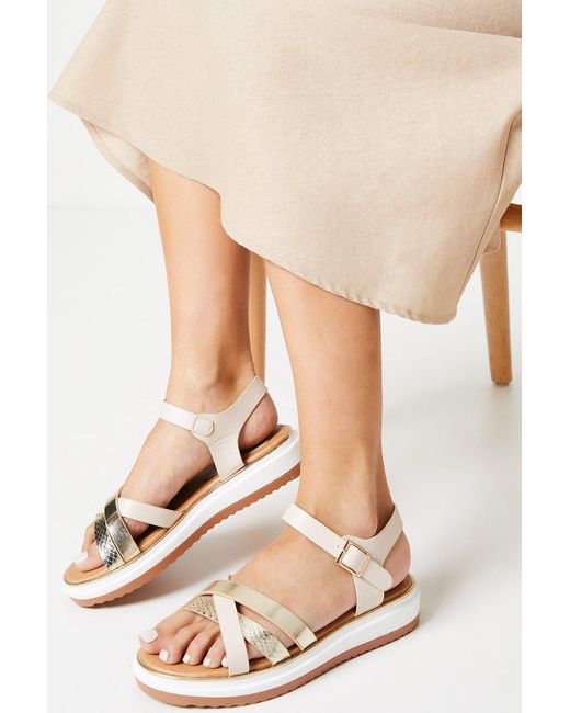 Dorothy Perkins Natural Good For The Sole: Roxie Multi Cross Strap Flatform Wedges