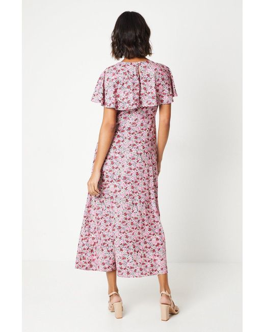 Dorothy Perkins Pink Futter Cap Sleeve Midi Dress