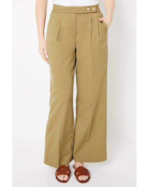 Dorothy Perkins Natural Tab Detail Pleated Trouser