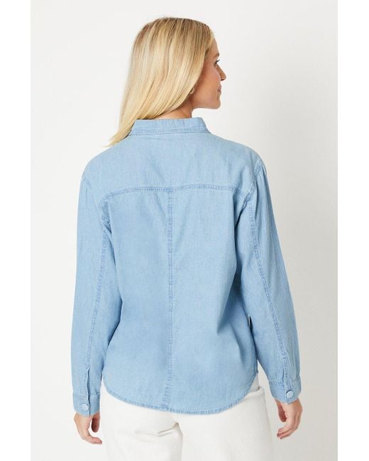 Dorothy Perkins Blue Denim Pocket Shirt