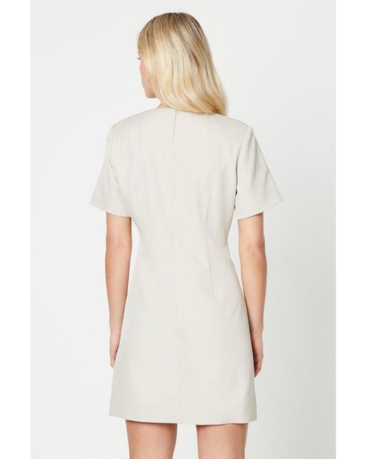 Dorothy Perkins White Petite Half Sleeve Tailored Shift Dress
