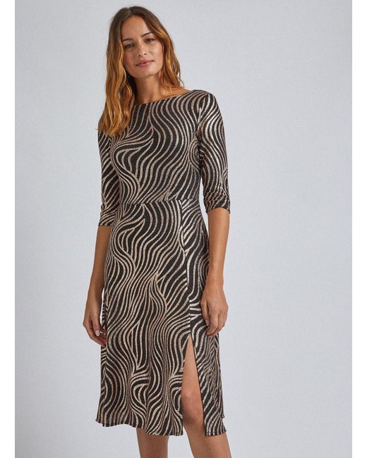Dorothy Perkins Synthetic Bronze Glitter Swirl Midi Dress In Brown
