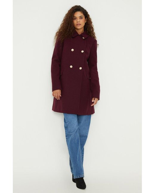 Dorothy Perkins Red Tall Dolly Military Button Coat