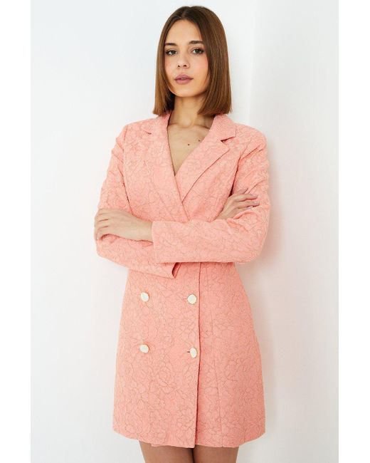 Dorothy Perkins Pink Petite Lace Blazer Dress