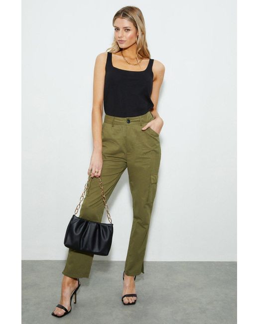 Dorothy Perkins Green Cargo Pocket Trousers