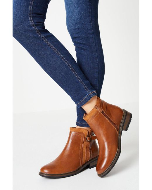 Dorothy Perkins Blue Good For The Sole: Wide Fit Mia Mixed Material Ankle Boots