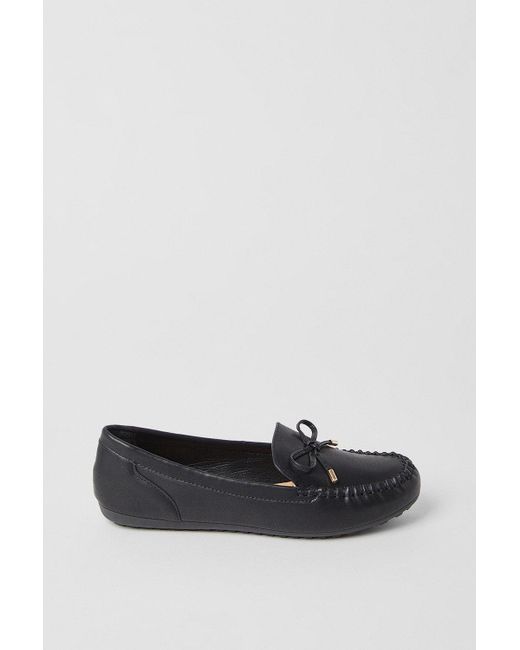 Dorothy Perkins Black Good For The Sole: Nancy Comfort Bow Detail Moccasin Loafers