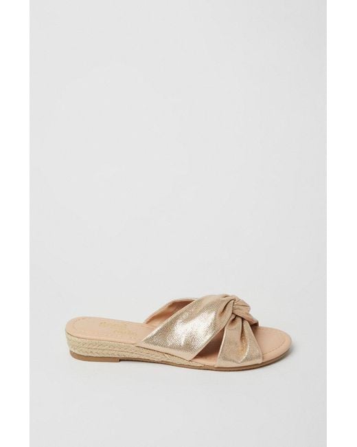 Dorothy Perkins Natural Good For The Sole: Wide Fit Harper Comfort Soft Knot Micro Wedges
