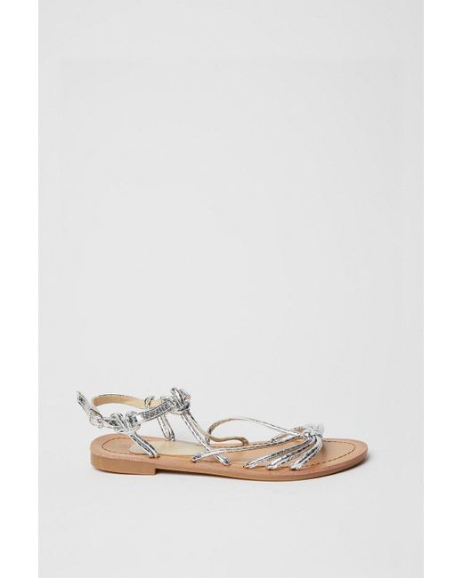 Dorothy Perkins Natural Fleur Metallic Knotted Front Flat Sandals