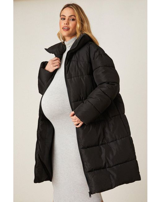 Dorothy Perkins Black Maternity Padded Longline Coat