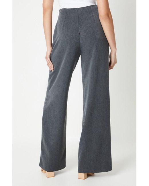 Dorothy Perkins Blue Tall Button Front Straight Leg Trouser