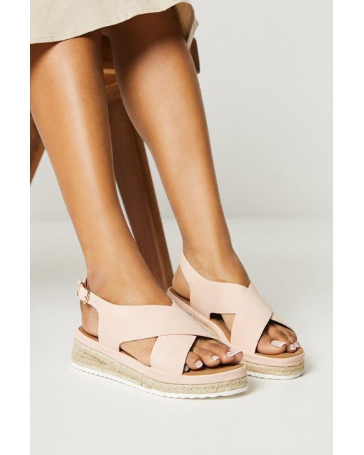 Dorothy Perkins Pink Good For The Sole: Maxine Comfort Low Wedge Cross Strap Sandals
