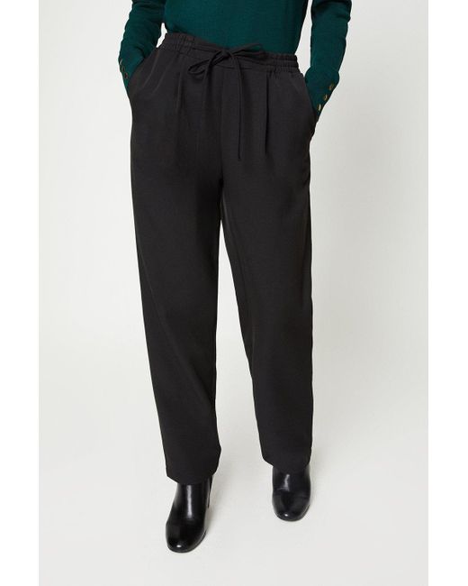 Dorothy Perkins Black Petite Tie Waist Formal Straight Leg Trousers