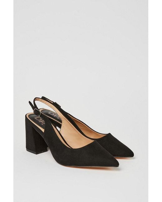 Dorothy Perkins Gray Wide Fit Ellen Pointed Block Heel Slingback Court Shoes