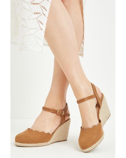 Dorothy Perkins Natural Wide Fit Rue Scalloped Espadrille Wedges
