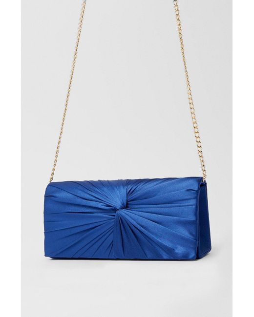 Dorothy Perkins Blue Beauty Twist Front Satin Clutch Bag
