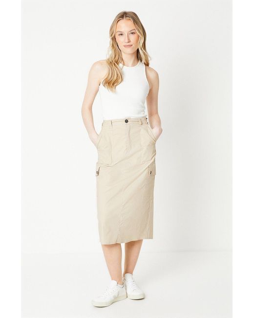Dorothy Perkins Natural Cargo Pocket Midi Skirt
