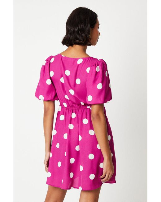 Dorothy Perkins Pink Spot Tie Front Mini Dress