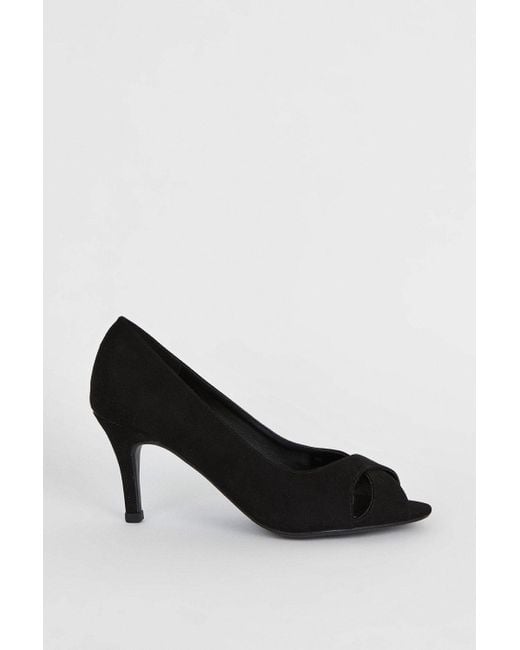 Dorothy Perkins Black Good For The Sole: Wide Fit Honey Peep Toe Heeled Sandals