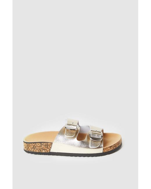 Dorothy Perkins Natural Finola Double Buckle Footbed Sliders